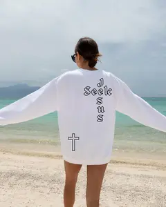 Seek Jesus Cross Sweatshirt Christian Faith Hoodie Bible Verse Church Apparel