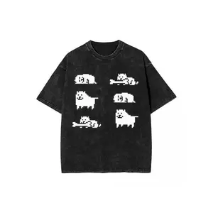 valentine shirts Annoying Dog Game Frisk T Shirts Wearable All Year Round Hip Hop Washed Cotton Funny Tshirt Undertale for Men Women Tops Streetwear Summer 90s Graphic Tees Men Gifts