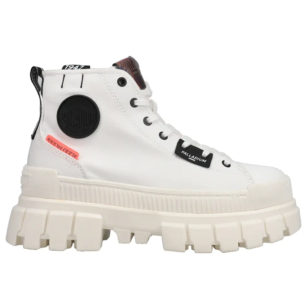 Palladium Womens Revolt Hi Tx Round Toe Hiker Casual Boots Ankle Low Heel 1-2" - White