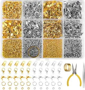 1273 Piece Bracelet Clasps Set, Chain Clasp Set, Including Lobster Clasp, Clip, Wrap Clasp, Connector, Fixing Bead, Tweezers, Finger Ring, Pliers