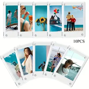 10 Set Magnetic Picture Frames, 9x6 Cm Dual-Sided Acrylic Transparent Mini Photo Clips, Refrigerator Magnets, Wall Decor, Modern Design
