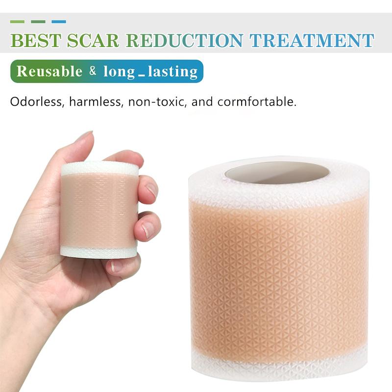 Silicone Scar Removal Tape, 2 Roll Reusable Medical Grade Silicone Scar Tape, Extra Long Scar Sheets for C-section, Tummy Tuck, Keloid, Surgical Scars and Scar Tape for Facial Lines