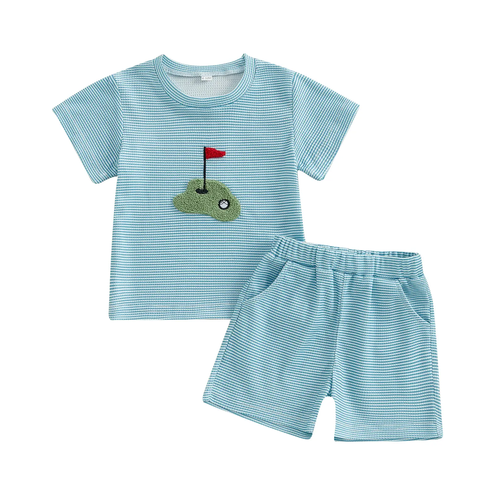 Toddler Baby Boy Summer Clothes Infant Golf T Shirt Shorts Set Hole In One Birthday Outfit Short Sleeve Round Neck Top Shorts Clothing Matching Suit