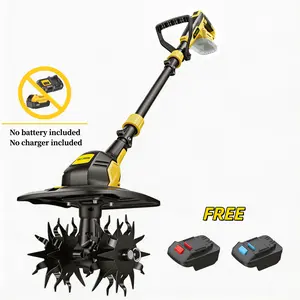 Cordless tiller compatible with DeWalt/Makita/Milwaukee 20V MAX battery packs, 9-inch width, 7-inch depth, suitable for home gardening weeding, 360 RPM rotation speed (tool only).