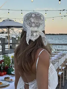 French Hollow Lace Triangle Scarf, Spring Summer Fashion Women's Headscarf, Hairband, Bag Decoration, Ribbon, Neck Gaiter, Ideal Accessory, Thin