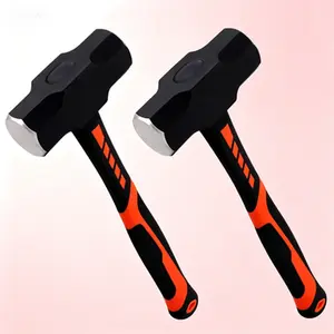Shock-Resistant Fiberglass Sledge Hammer 4-Pound Heavy Duty Forged Steel Head Drilling Crack Hammer 2-Pack with Durable Handle Non-Slip Grip Demolition Tool