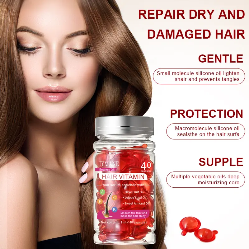 Hair Vitamin Capsules with Nourishing Vitamins - Haircare Repair to Smooth Frizz, Restore & Argan Oil for Color & Chemically Treated Hair Silkiness & Shine (40 Capsules), Daily