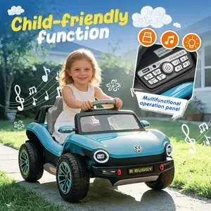 12V Licensed Volkswagen Beetle Kids Ride On Electric Car W/2.4G PC,Cute&Curvy Body,2WD,4-Wheel Suspension,Rear Cargo Storage,Bright Front Headlights,Bluetooth,USB,Music,Speeds 1.5-2.5MPH For kids 3-5