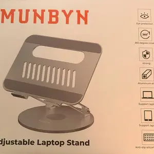 Munbyn 360° Rotating Laptop Stand - Adjustable Aluminum Alloy Stand for Eye Protection & Anti-slip Silicone Base
