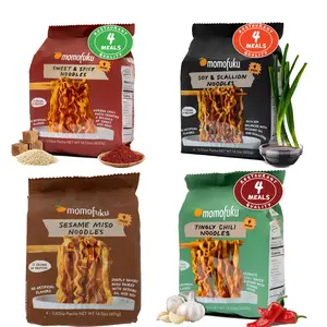 Momofuku Soy and Scallion Ramen Noodles by David Chang, 4 Pack of Restaurant Quality Air-Dried Instant Noodles Now with More Sauce & 10g of Protein