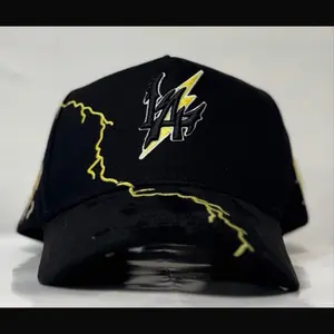 Black Lightning Bolt Hat with Adjustable Fit and Stylish Design
