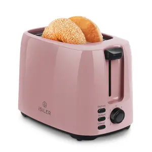 iSiLER 2 Slice Toaster, 1.3 Inches Wide Slot Bagel Toaster with 7 Shade Settings and Double Side Baking, Removable Crumb Tray, Defrost Cancel Function Pink