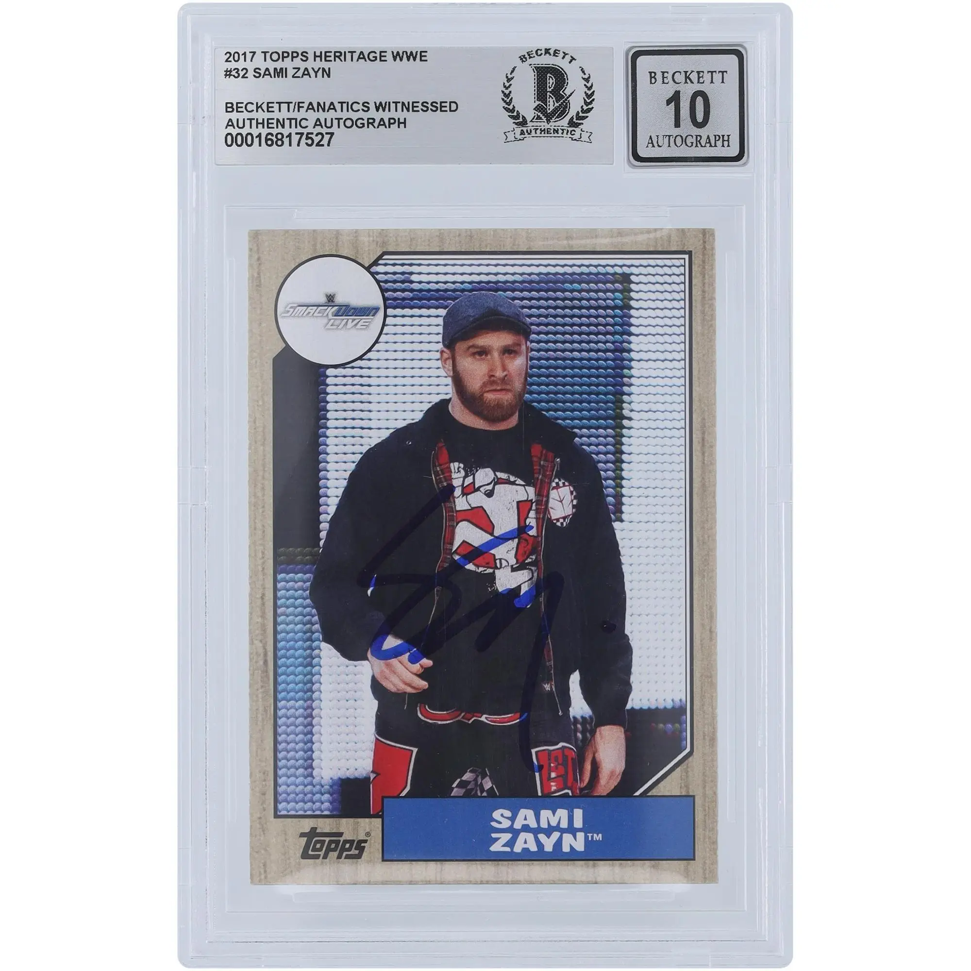 Sami Zayn WWE Autographed 2017 Topps Heritage #32 Beckett Fanatics Witnessed Authenticated 10 Card - Fanatics Authentic Certified