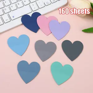 8colors Luminous PET Heart-Shaped Transparent Sticky Notes,Creative Student Label Stickers,160 sheets School stationery stickers