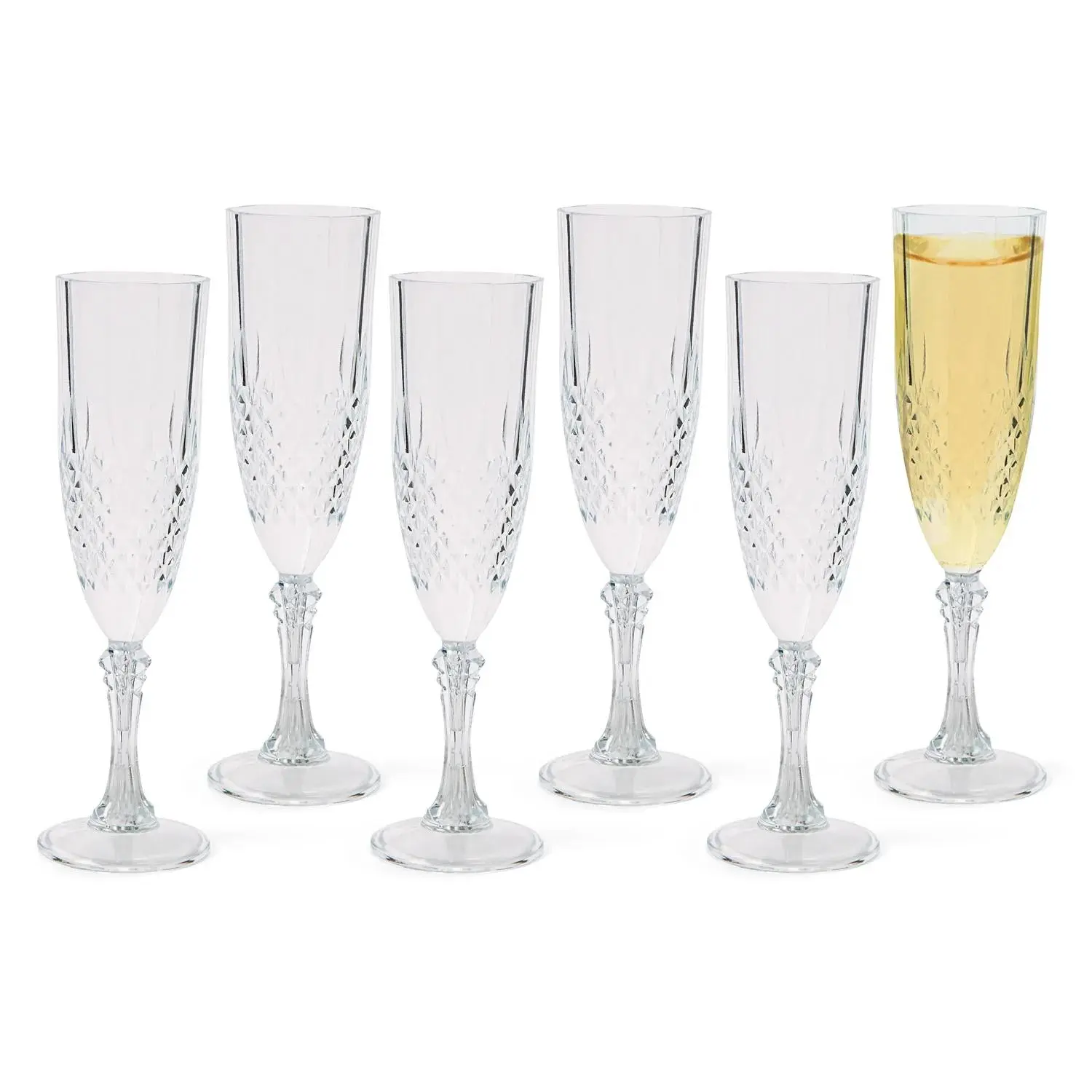 Bulk 48 Pc. Clear Patterned Plastic Champagne Flutes Bulk 48 Pc. Clear Patterned Plastic Champagne Flutes