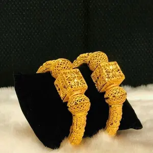 Elegant Gold-Tone Filigree Bracelet Set - Handcrafted with Intricate Design for Women's Fashion