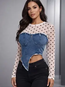 Polka Dot Mesh Corset
