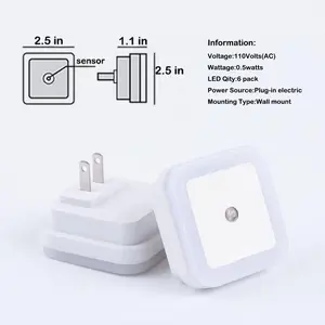 Night Light 0.5W Plug in Night Light Smart Sensor Dusk to Dawn Sensor LED Lamp，Bright Nightlight Auto-On/Off for Kitchen,Bathroom,Bedroom,Hallway,6 Pack