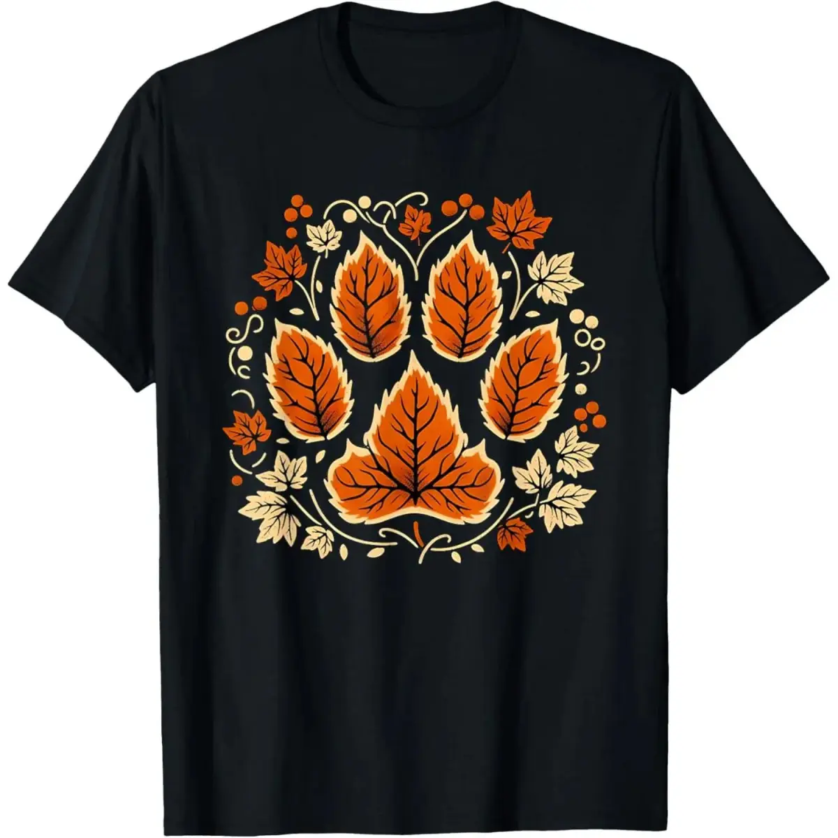 Fall Autumn Leaf Dog Paw Print Pets Puppy Owner Dogs Lover T-Shirt