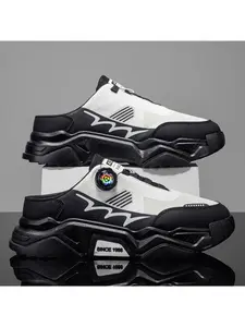 Rotary button-type laces breathable daddy shoes, color thick-sole sports wind half slippers