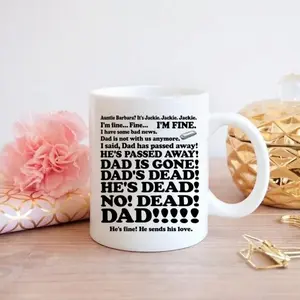 Roseanne Jackie "Dad Is Gone" Mug, Funny TV Quote Coffee Cup, Sitcom Fan Gift, Jackie Fan Tv show Ceramic Mug 11oz 15oz, Gift For Coworker Friends, Gift for Friends