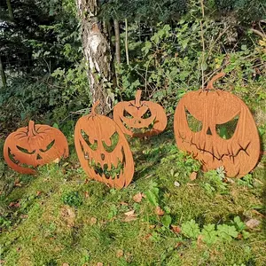 Metal Pumpkin Yard Stake Decoration, Realistic Design, Perfect for Halloween Party, Create Spooky Atmosphere, Garden Decor