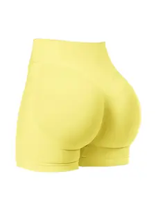 New Three-Section Waist Seamless Sporty Peach Butt Shorts for Women, Running Tight Yoga Pants, Fitness Three-Quarter Pants, Seamless Sports Shorts