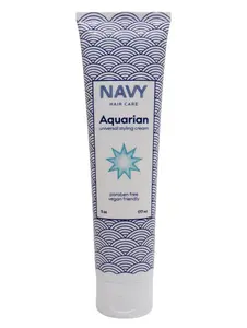 NAVY HAIR CARE Aquarian 3-in-1 Styling Cream | Lightweight Smoothing Leave-In, Heat Protectant & Curl Defining Cream | Anti-Frizz, UV Protection & Shine Boost with Shea Butter & Coconut Oil | 5 oz