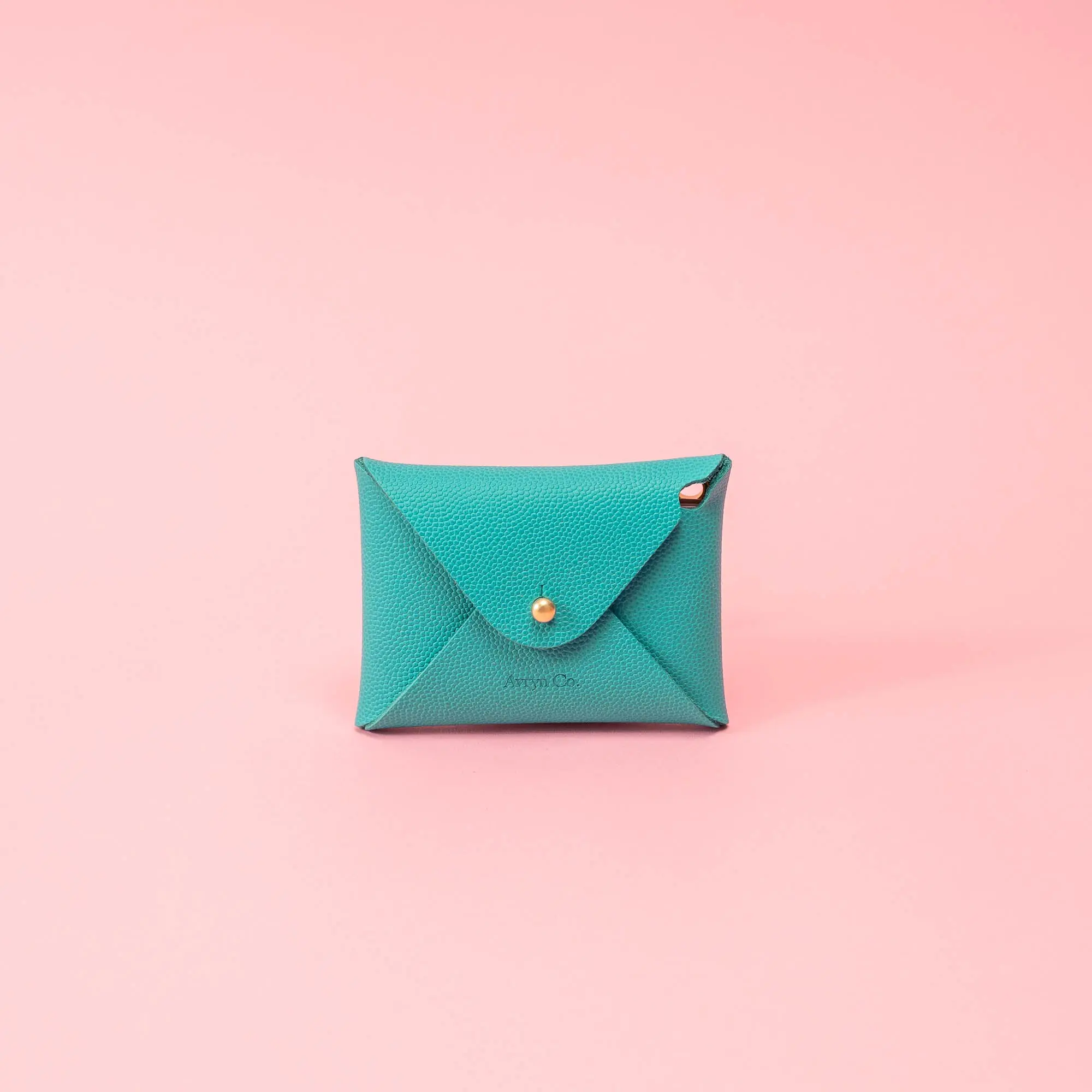 Tropical Teal Pebbled Leather Card Wallet