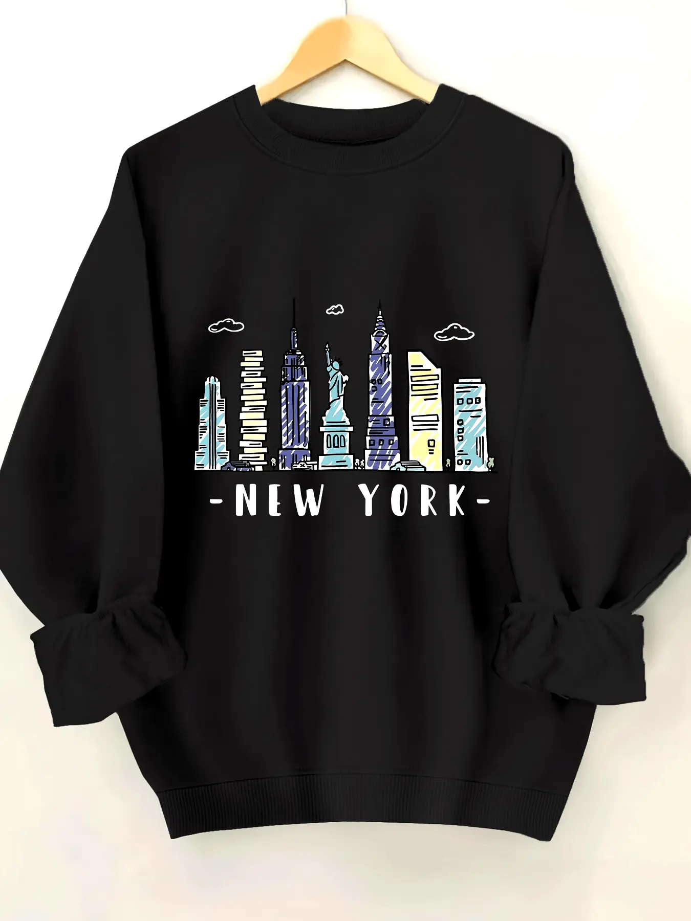 Sweatshirt with Letter Pattern And Round Neck in Large Size Fashion Sweatshirt