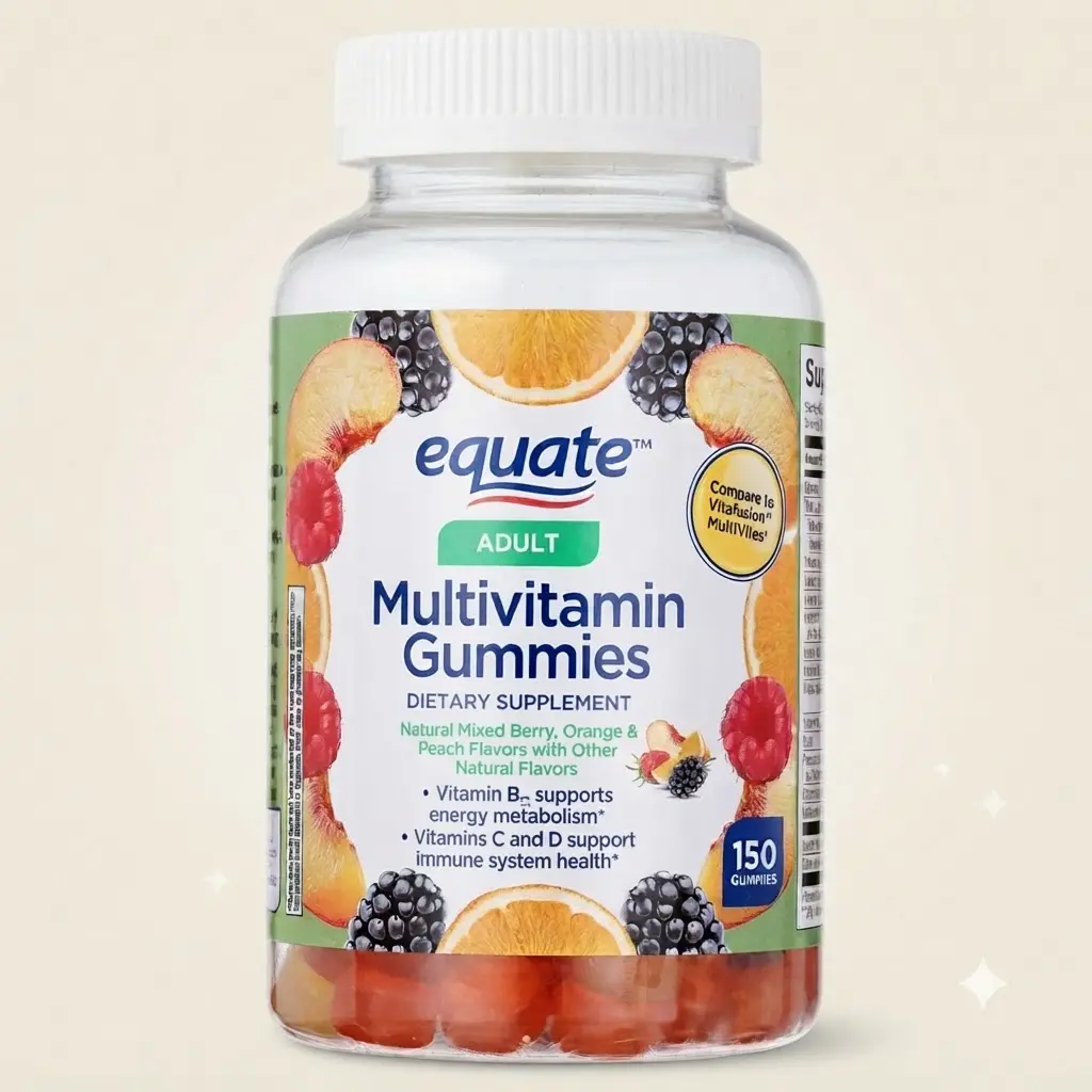 Equate Multivitamin Gummies Immune Support Berry Orange Peach 150 Count Daily Adult Health Supplement Compare Vitafusion