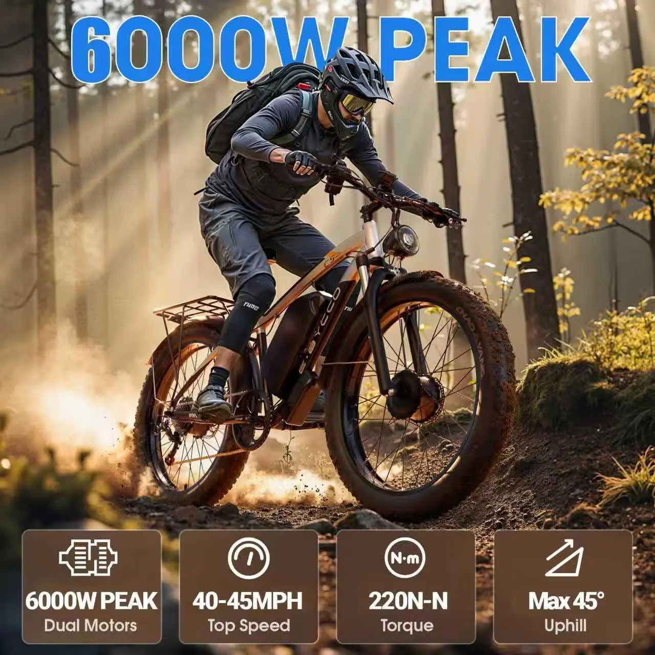 E·BYCCO 24" C5PRO Peak 6000W Electric Motorcycle with Dual Brakes Commuter 52V 32Ah  bike shopping