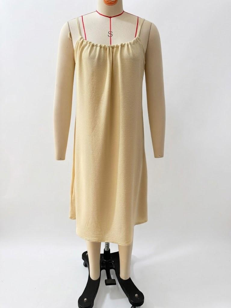 Women's Solid Color Cami Lounge Dress, Elegant Sleeveless Knee-Length Dress for Summer, Ladies Sleepwear for Indoor Wear Oversized Loose-fit Nightgown