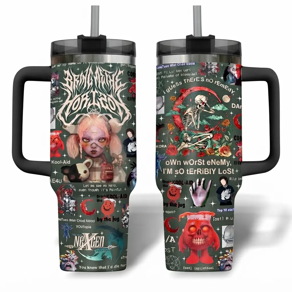 Bring MTheHon Tumbler 20oz 40oz, Rock Band Travel Mug, Graphic Insulated Cup, Fan Gift