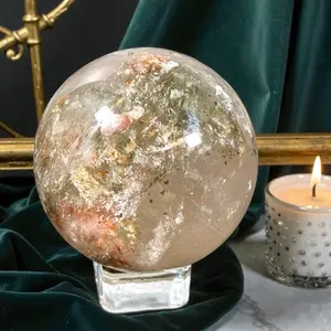 Lodolite Garden Quartz Sphere 2.25" Grounding Meditation Stone for Healing and Energy Balancing