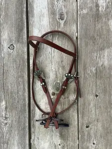 Oiled Harness Browband Headstall With Cowboy Gambler Buckle