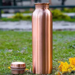 Copper 34oz Water Bottle, 1 Count Large Capacity Sports Drinking Cup with Lid, Portable Drinking Container for Home Office & Outdoor Use
