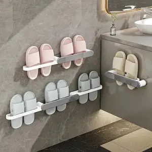 Bathroom slippers holder - wall-mounted without drilling - for hanging behind the toilet door on the bathroom wall - for draining shoes and storing items
