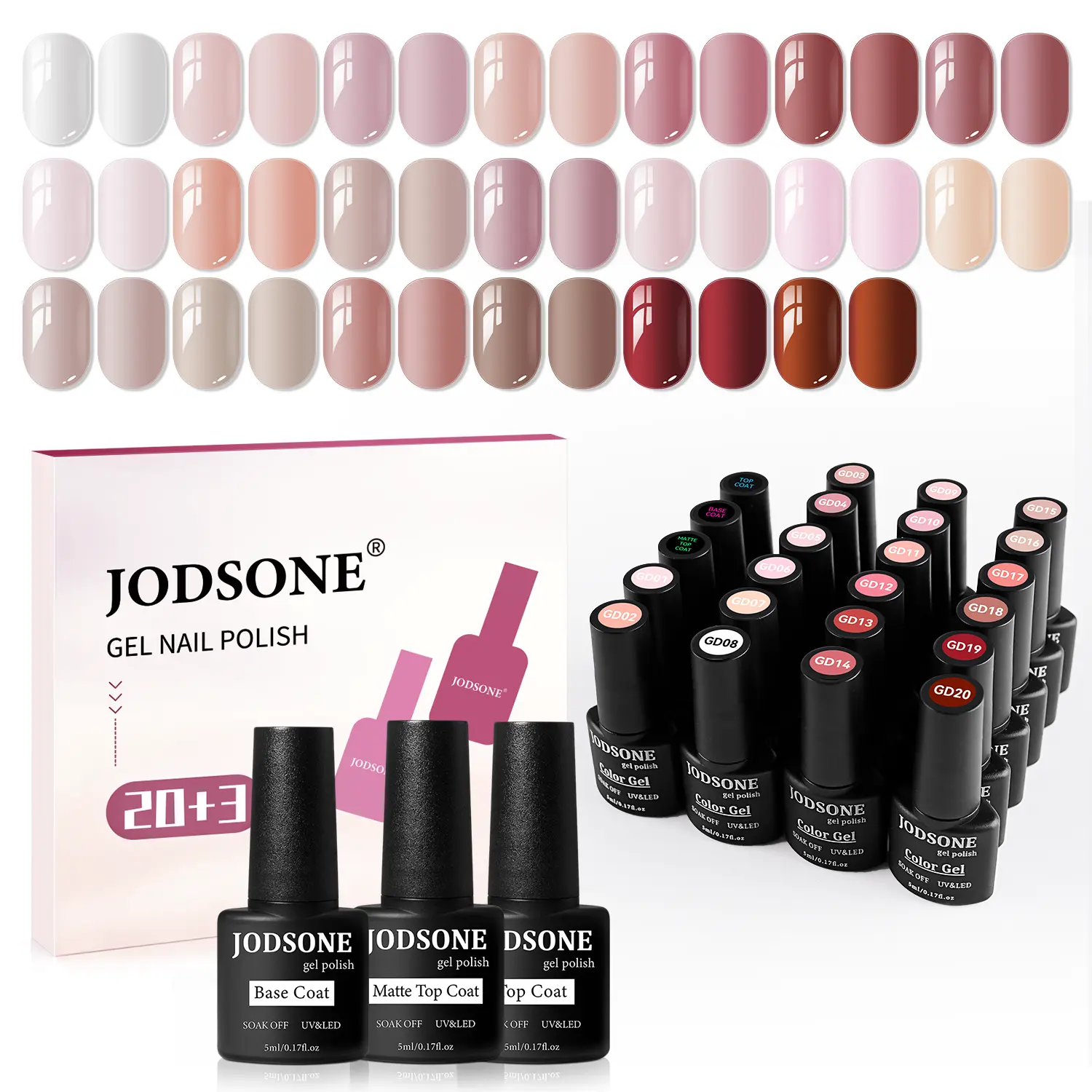 JODSONE 23PCS Gel Nail Polish Set Jelly Color Natural and Elegant Long Lasting Suitable for Home and Salon Salon JODSONE 23PCS Gel Nail Polish Set Jelly Color Natural and Elegant Long Lasting Suitable for Home and Salon Salon