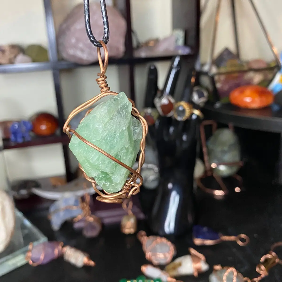 Large Raw Fluorite Crystal Necklace