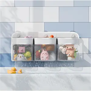 XY-SBB08 Mesh Bath Toy Holder Storage for Bathtub, Wide Opening and Large Capacity Bath Toy Organizer for Easy Access to Kids Bath Toys, Quick Drying Bath Toy Net for Tub Bathroom Toy Storage