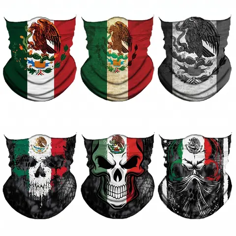 Adults' 6pcs Colorful Seamless Outdoor Sports Mask Set - UV-Protective Cooling Neck Gaiter, Balaclava, Rave Scarf, Unisex Multi-Use Headwear for Biking (One Size Fits Most, Party Face Masks & Accessories)