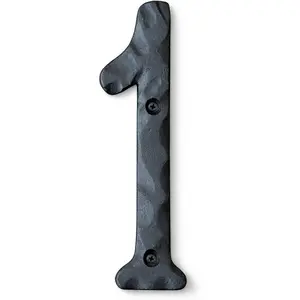 House Numbers for Outside 5.5 inch Black Address Numbers for House - Number 1 - Rustic Outside Numbers with Mounting Hardware