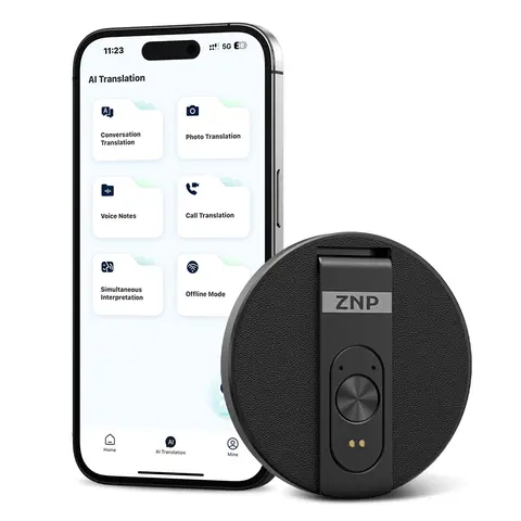 ZNP Lightweight Portable AI Translator Audio Device - 150+ Languages, 0.5s Response Time, Bluetooth-Enabled, Magnetic Phone Holder with Phone Holder Design, Cellphone Video & Voice Call Support, Ideal for Travel & Meetings, Smartphone Accessory