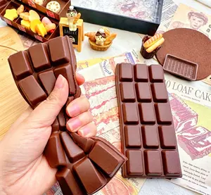 Realistic Chocolate Slow Rebound Squishy Fidget Toy, Soft Elastic Squeeze Decompression Sensory Play Toy, Fun Food Shaped Leisure Hobby Collection Toy for Kids Adults Stress Relief Daily Relax Entertainment