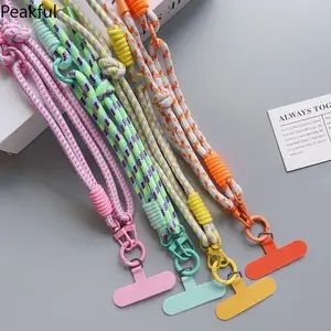 Dopamine splicing long and short rope, mobile phone lanyard, card crossbody, portable dual-purpose pendant, removable, anti-lost and adjustable