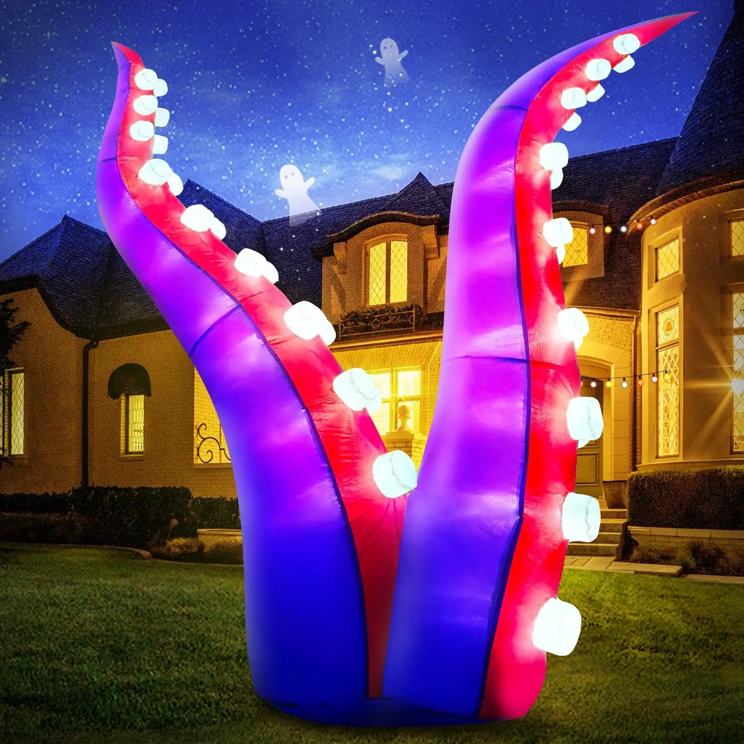 6FT Halloween Inflatables Decorations Octopus Tentacles with 36 Built-in LED Lights, Blow Up Holiday Yard Decoration for Halloween Party Outdoor, Yard, Garden, Lawn Décor