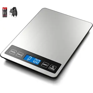 Food Scale, 1g/0.1oz Digital Kitchen Scale , 22lb, 7 Units, Tare & PCS, Rechargeable Power, Tempered Glass & Stainless Steel - Food Weight Scale Grams and Ounces for Cooking, Baking