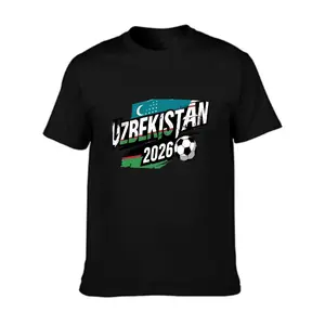 Uzbekistan 2026 Soccer Football Graphic T‑Shirt for Men, Distressed Uzbekistan National Flag Sports Print Tee, Casual Short Sleeve Patriotic Fan Top