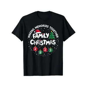 Family Matching 2025 Christmas Pajamas T-Shirt - Matching Family Sets with Numbered Ornaments (1-9), Snowflakes & Candy Canes - All-Season Comfort Short Sleeve Round Neck Pajebes for Holiday Parties, Photo Outfits - Machine